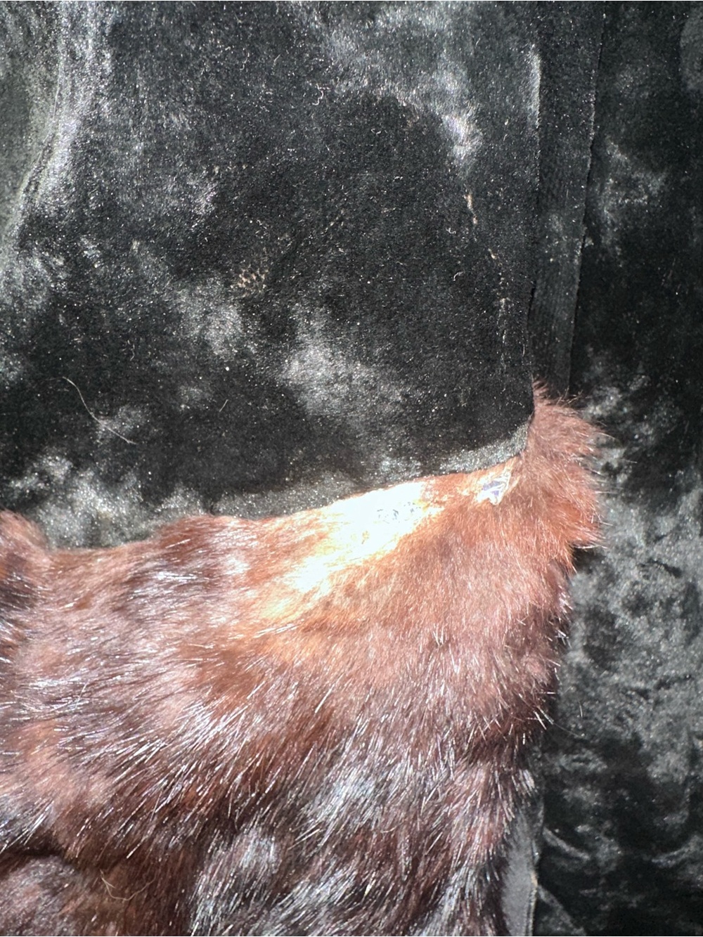 Black Antique Velvet Coat with Real Fur Trim - Picture 8 of 8